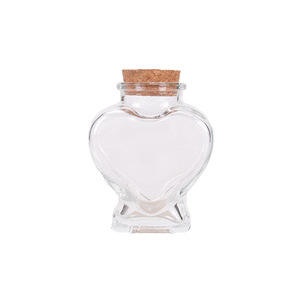 50ml 75ml Small Heart <strong>Shaped</strong> Jar Transparent Glass Storage Jar Bottle Container <strong>with</strong> Cork Stopper Fill <strong>with</strong> Jelly Balls <strong>String</strong> - Product Image 2