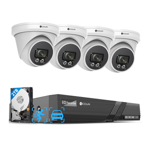 4COVR 8 canali 2TB HDD NVR 4X 5MP torretta PoE telecamere Mic LED Array di visione notturna grandangolare AI sistema di sorveglianza CCTV - Product Image 1