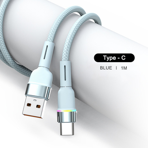 Software Silicona 120W Trenzado USB a Tipo C Cable 6A Cable de carga rápida con indicador LED de 7 colores para teléfono inteligente Android - Product Image 5
