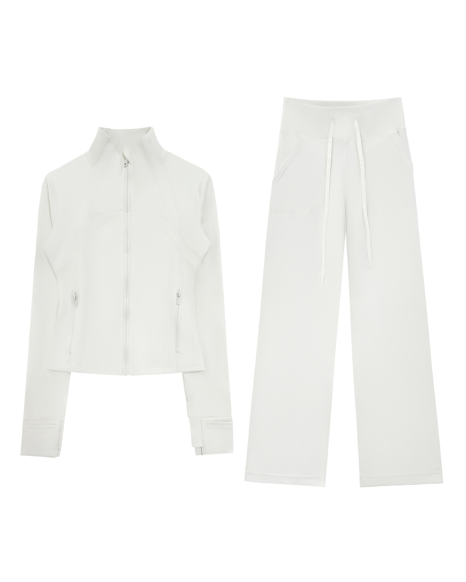 haut zippé en or blanc + pantalon large