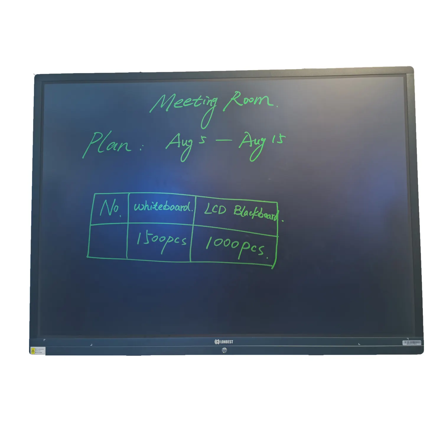 LONBEST Uso comercial 60 polegada Alumínio Quadro Movable LCD Escrita Eletrônica Digital Blackboard Escola Board