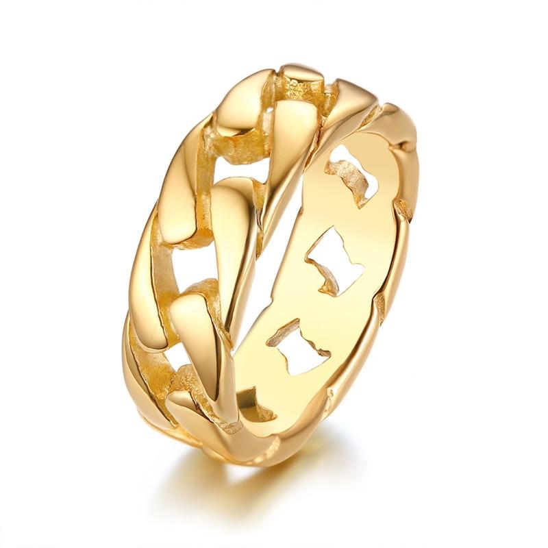 Bague dorée à maillons cubains