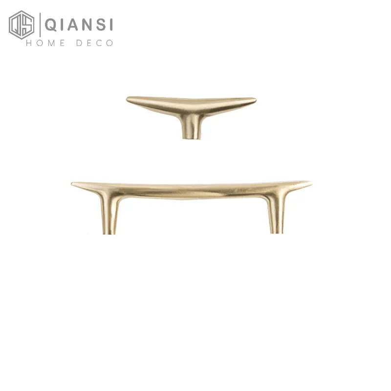 Qiansi HK0074 claxon de bronce manijas nórdico Simple americano Retro muebles tira perillas de cajones del gabinete del zapato de la manija de la puerta del armario
