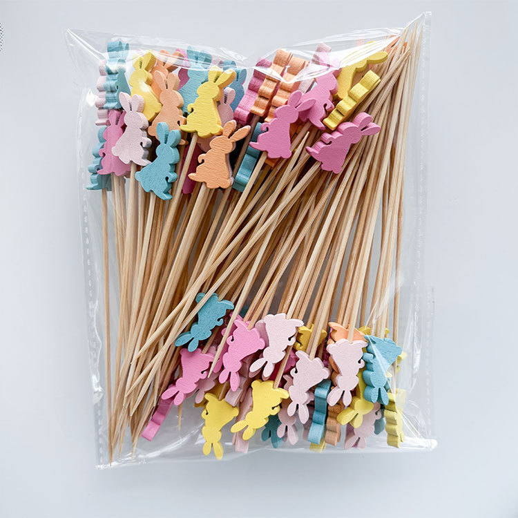 Assorted Colors Easter Rabbit Cocktail Picks 100pcs/Bag