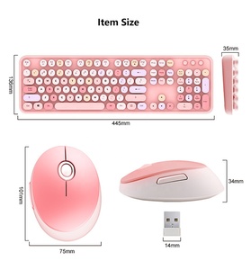 US 2.4G Wireless <strong>Computer</strong> <strong>Keyboards</strong> Mouse Combos Set Colored Retro Round Keycaps Colorful QWERTY Typewriter Full Size <strong>Keyboards</strong> - Product Image 6