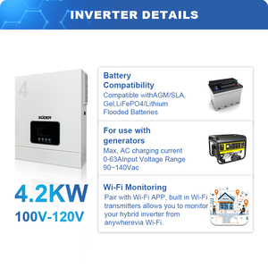 Inversor de CA de energía solar híbrido MPPT de salida única de 24 voltios y 4,2 kW de alta calidad con control de carga solar bueno para uso monofásico - Product Image 2