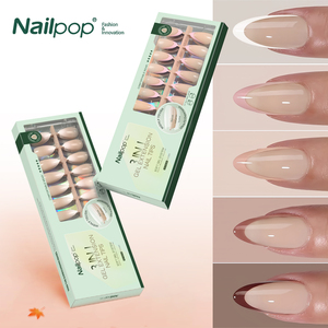 Nailpop 3-in-1 fransız jel tırnak ipuçları kadınlar için yumuşak akrilik badem ve Stiletto desen pres-çivi tasarım 5 renk seçenekleri - Product Image 1