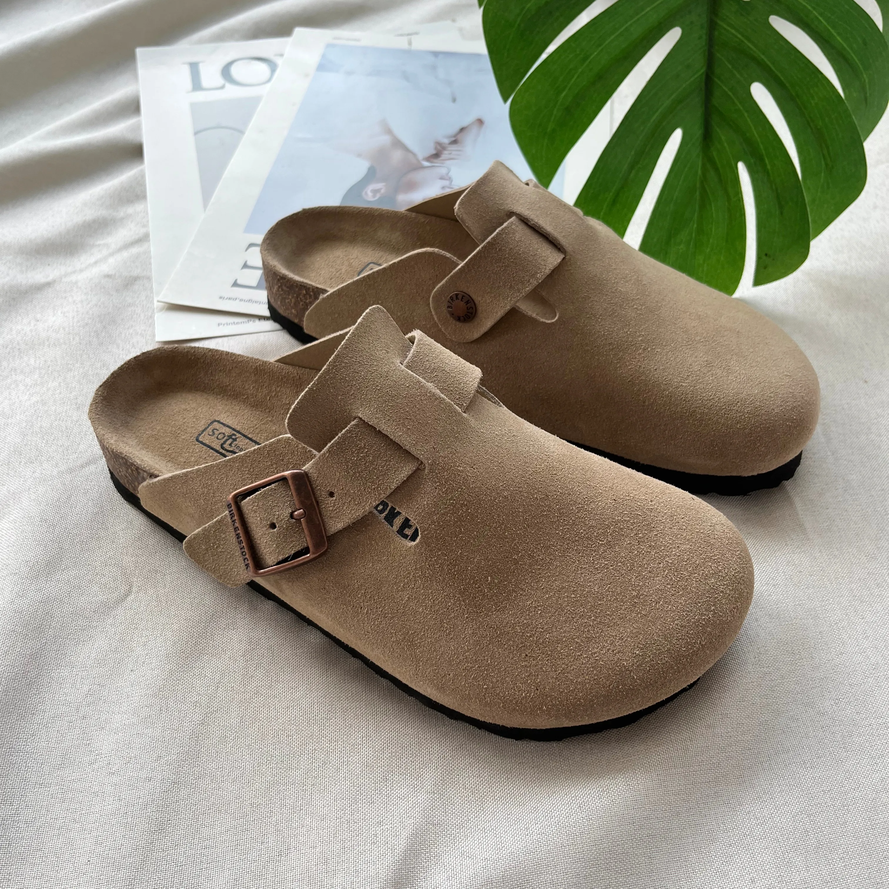 Pantofole da donna di moda di marca per il tempo libero scarpe basse in pelle scamosciata di mucca Casual Slip-On comode scarpe da spiaggia classiche roma