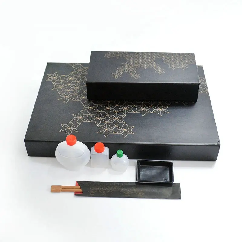Caja de regalo de sushi de papel duro de impresión personalizada, con imán, fácil de cerrar