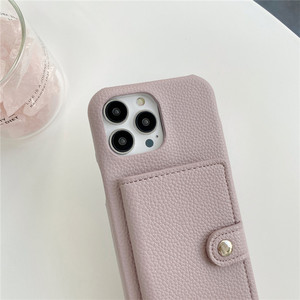 ストラップストラップレザーテクスチャウォレット電話ケースiPhone13 14 Pro Max 12 11 Mini XR XS X 7 8 Plusネックコードカードホルダーカバー - Product Image 2