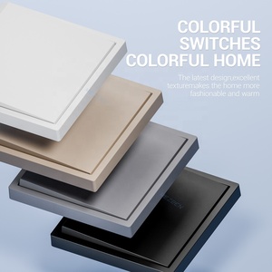 สวิตช์ไฟหนึ่งแก๊งไฟฟ้า EU 80*80มม. ซีรีย์ Z มีสีเทาแผ่นพีซีกันไฟปุ่มกดทันสมัยสวิตช์ไฟ10A