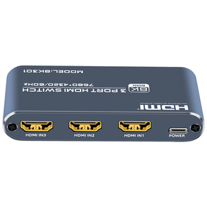 FJ-8K301 FJGEAR 3 portas <span class=keywords><strong>HDMI</strong></span> 2.1 interruptor 8k 60Hz com controle remoto liga de alumínio shell <span class=keywords><strong>HDMI</strong></span> Video <span class=keywords><strong>Switch</strong></span>