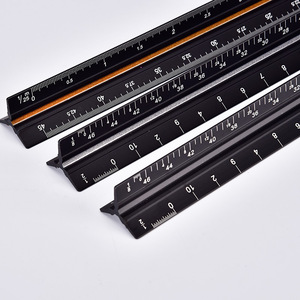 3エッジの三角建築家スケールルーラーアルミ合金金属レーザー番号付き - Product Image 1