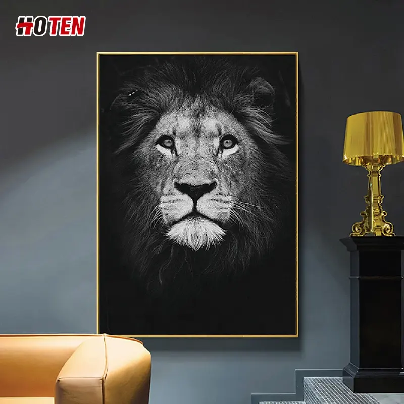 100% pintura a óleo realista pintura a mão, animal criativo, decoração, leão, elefante, pendurado,