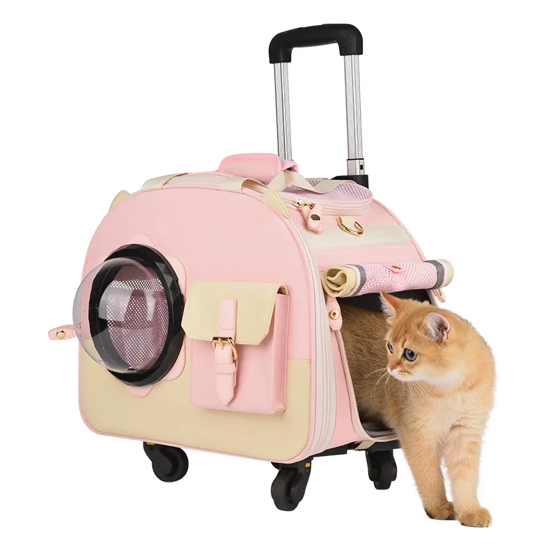 Wakytu C82 seyahat lüks taşıyıcı çanta arabası çantası katlanabilir Pet sepeti kedi arabası küçük orta köpek arabası taşıyıcı tekerlekler ile