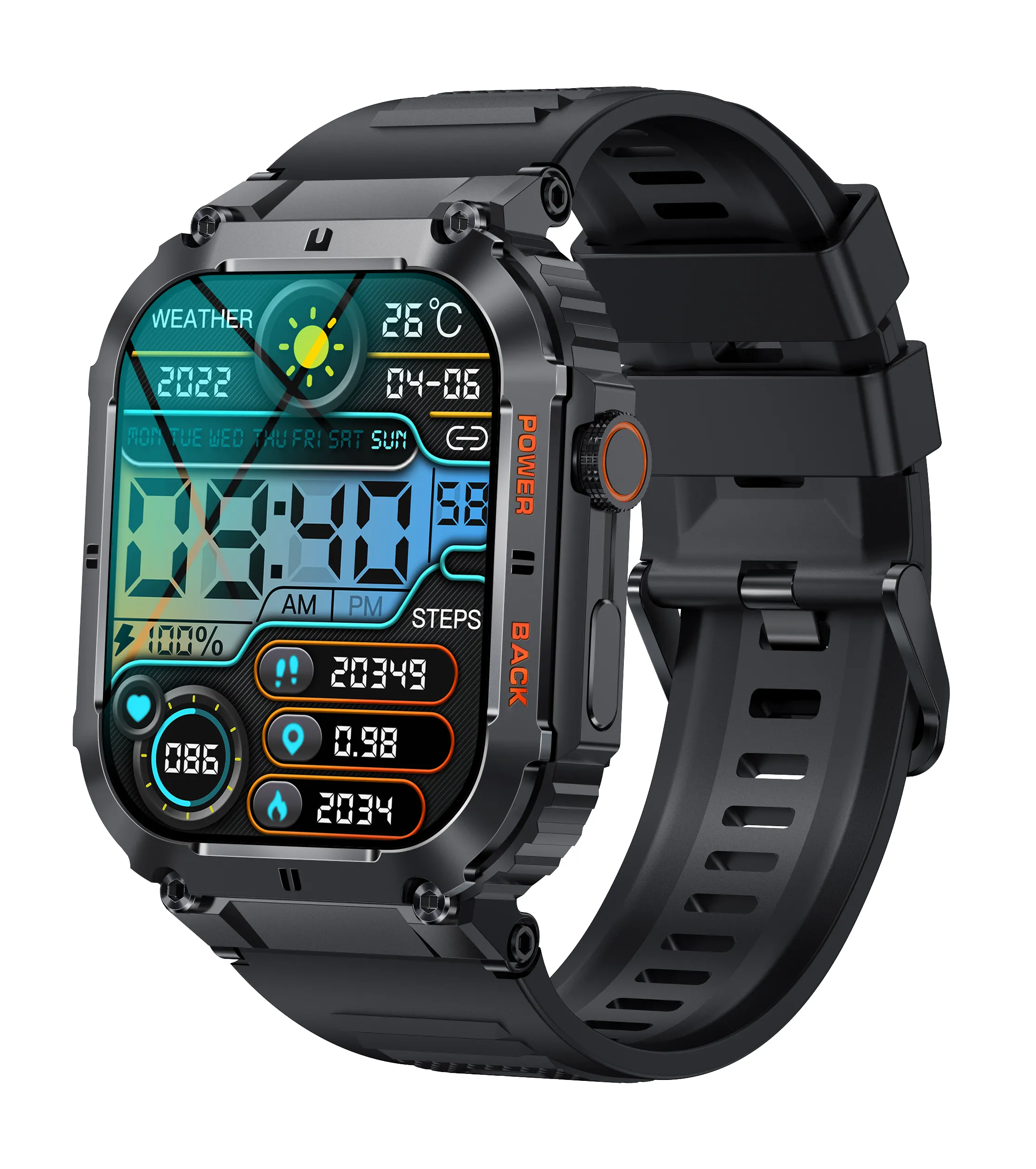 K57 PRO Smartwatch 1.96 "screen IP67 waterproof heart rate blood pressure monitoring men's and women's smart sports watches