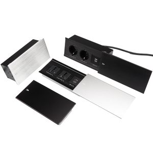 Caja de enchufe emergente de mesa de conferencia de aleación de aluminio multifuncional con 2 puertos de salida USB cubierta deslizante oculta enchufe de escritorio - Product Image 6