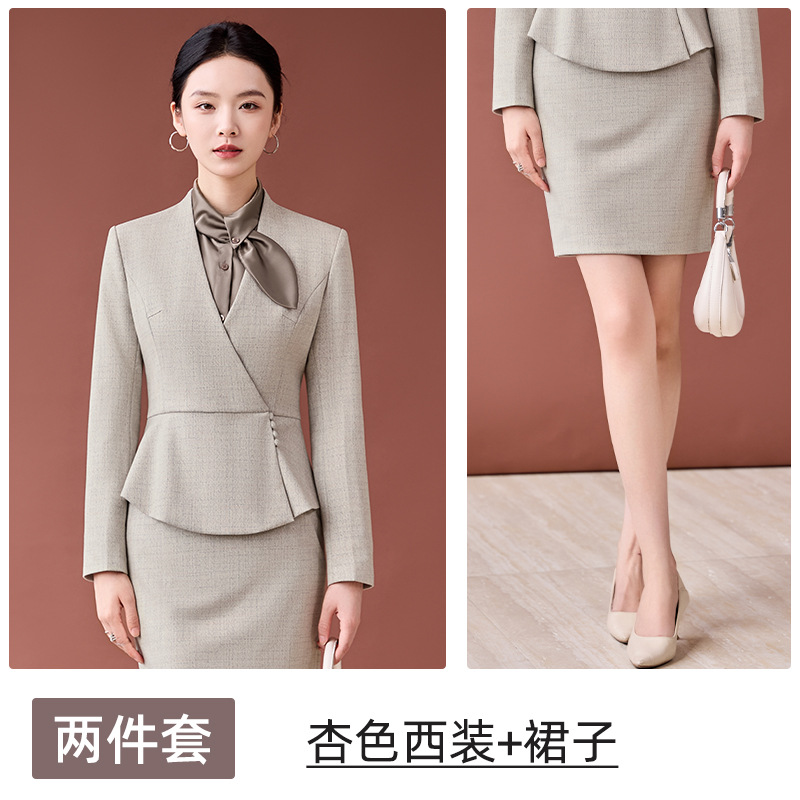 apricot-colored suit skirt