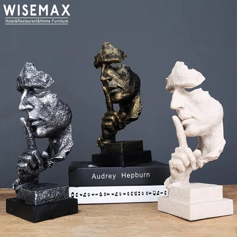 WISEMAX FURNITURE現代的なリビングルームの彫像家の装飾的な樹脂の顔の彫刻コンソールテーブルトップ創造的な装飾