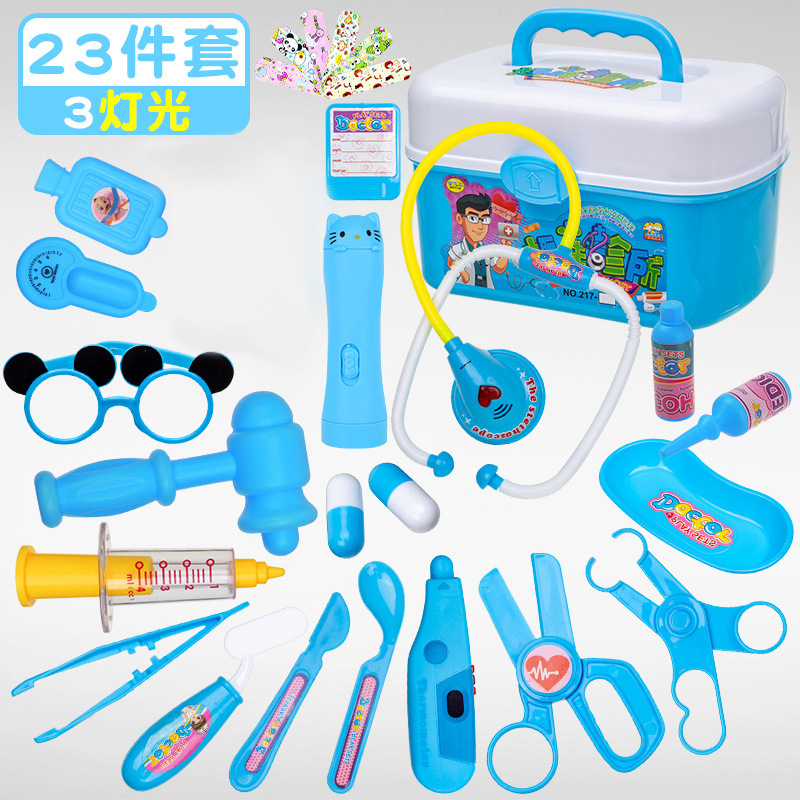 Ensemble de 23 pièces, 3 lampes, boîte de rangement, bleu