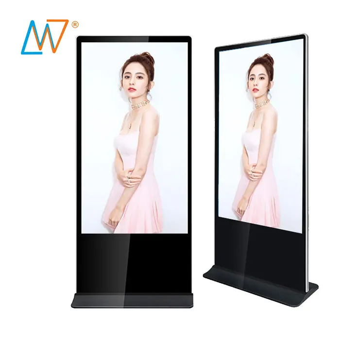 high brightness big monitor floor standing advertisement totem 65 inch screen kiosk enclosure
