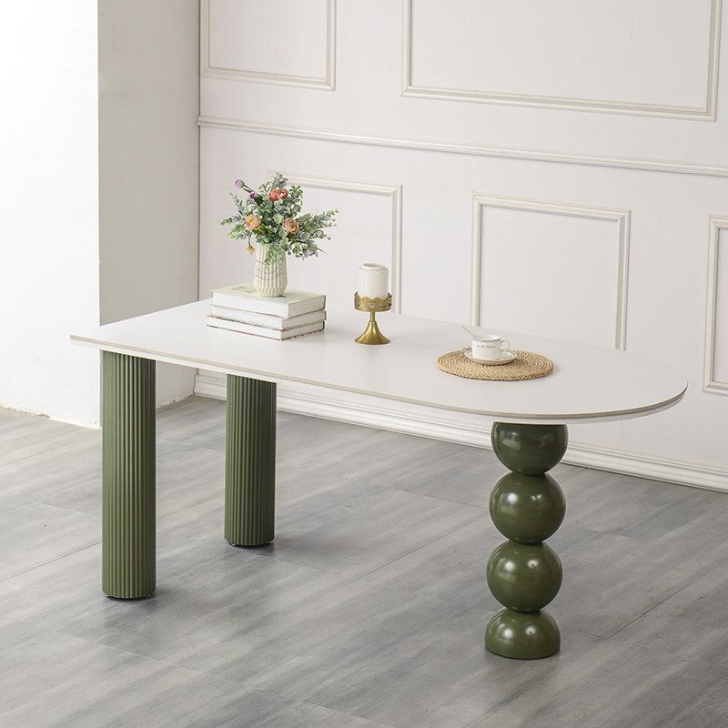 Pure white stone slab-army green foot