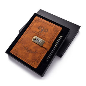 Bloc de notas de diario de cuero de salida de fábrica, diario impreso con logotipo personalizado, cuaderno de cuero PU con cerradura - Product Image 5