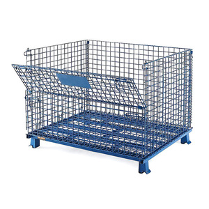 Contenedor de palé galvanizado de almacenamiento de almacén plegable de metal de malla de alambre plegable apilable - Product Image 4