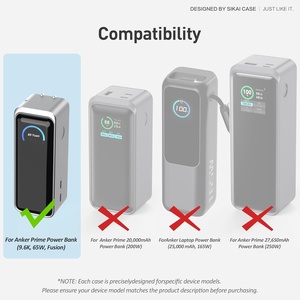 Anker Prime 65W güç banka için SIKAI koruyucu kılıf siyah silikon kılıf yükseltilmiş kenarları entegre AC fiş toz fiş hassas - Product Image 5