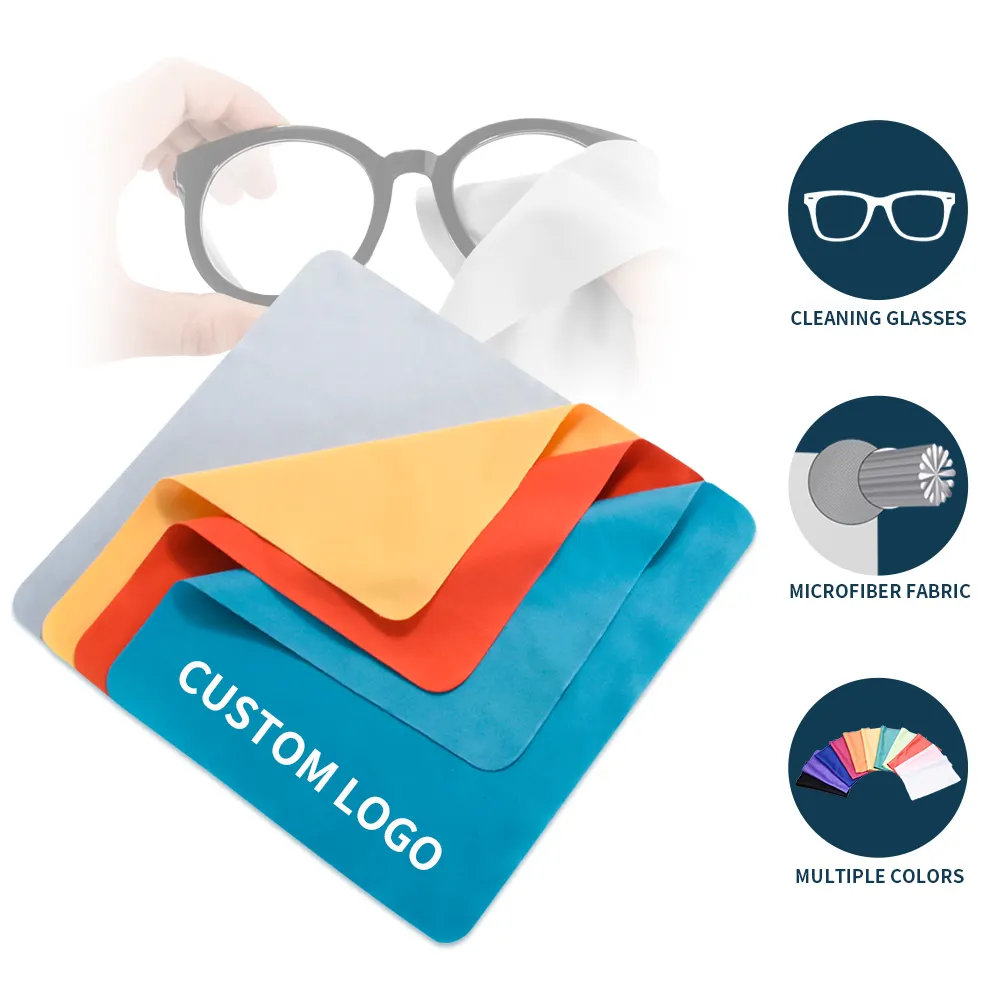 Atacado Custom Logo Eyeglass Lens Cleaning Cloth Óculos de sol Limpeza Limpe o pano Custom Print Microfiber Glasses Cleaning Cloth