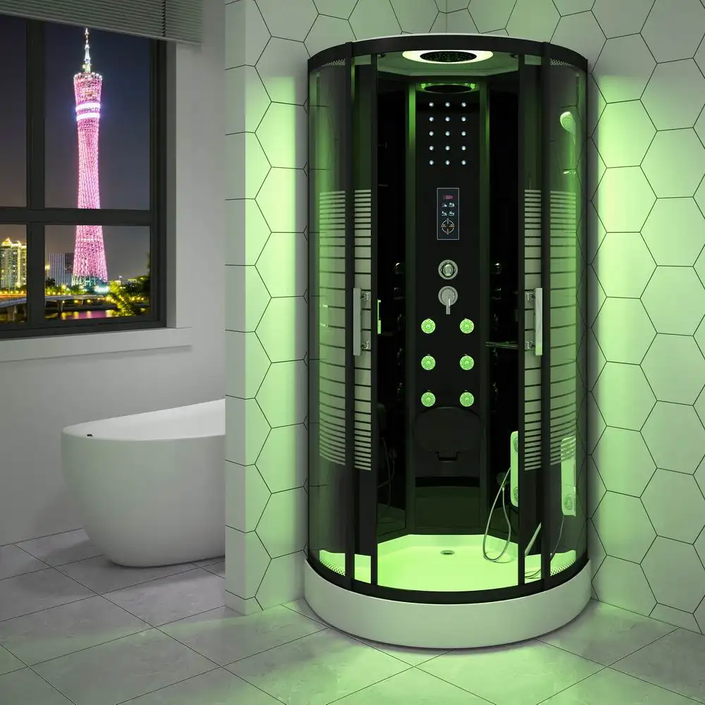 Luxuriöse schwarze Hydro massage-und Dampf-Duschkabinen für Badezimmer hotels