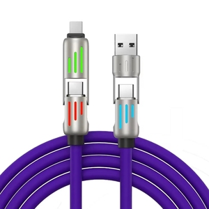 1m 1.5m fabrika 4-in-1 RGB LED ışık hızlı PD iyi fiyat aydınlık araba oyun çinko alaşım güç kalın USB hızlı şarj kablosu - Product Image 1