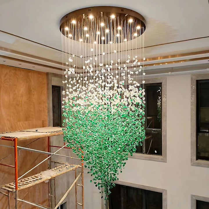Colore cristallo pietra pendente illuminazione a goccia hotel Villa centro commerciale grande lusso progetto personalizzato lampadario
