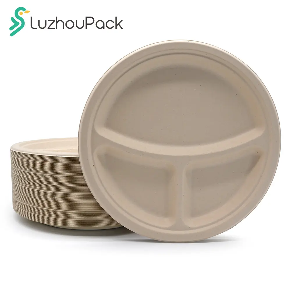 LuzhouPack segurança alimentar descartável 100% papel biodegradável placas ultra luz placas bambu disposaible placas