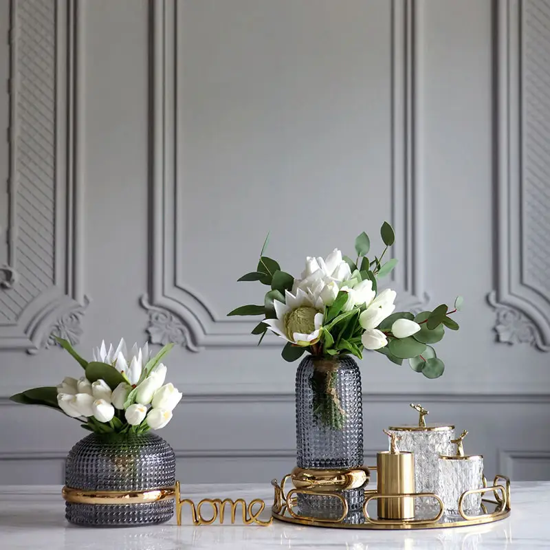 Petit Vase de fleurs en verre cristal doré, grand Style Vintage et décoratif, pour le mariage, le plus populaire, xl