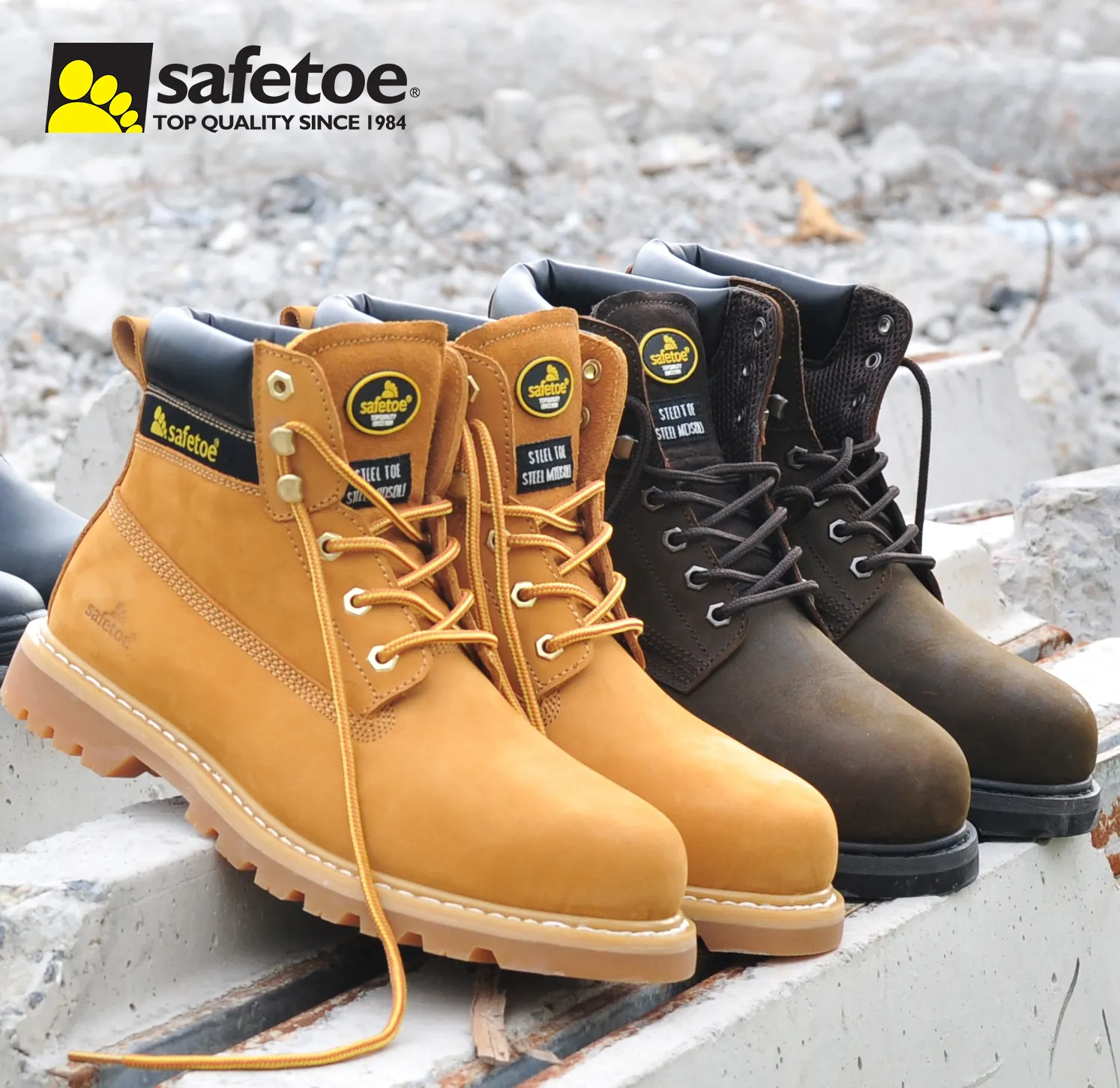 Safetoe-botas de seguridad con punta de acero para hombre y mujer, zapatos de seguridad con suela a prueba de perforaciones