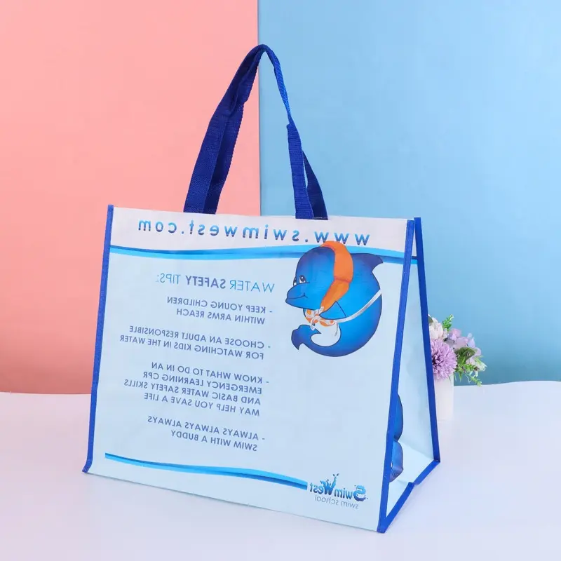 Sac fourre-tout tissé en PP promotionnel de conception durable Sacs à provisions en plastique personnalisés recyclés de grande capacité avec plastification