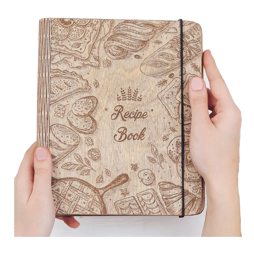 Cuaderno de cocina familiar personalizado, cuaderno de bocetos personalizado, carpeta de libro de recetas en blanco de madera, cuaderno de recetas personalizado
