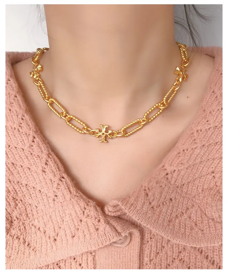 Collar de cobre de lujo, joyería inspirada de marca