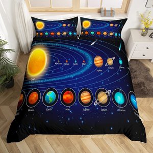 幼児宇宙用ソーラーシステム羽毛布団カバーセット銀河寝具セット宇宙惑星掛け布団カバー天文学キルトカバー - Product Image 1