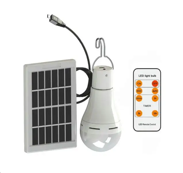 Ampoule solaire portable à LED 7W système d'éclairage intérieur solaire lanterne rechargeable lampes d'urgence avec minuterie à distance hangar