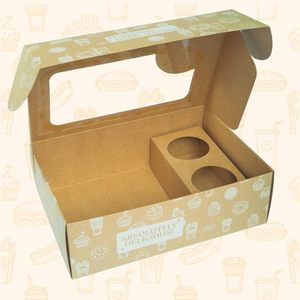 Bakery Take Out Containers <strong>2</strong> Sauce Cup Holder Window Box for Desserts Snacks Bread Oil-Proof 'Deliver to Go' Cake Box - Product Image 6