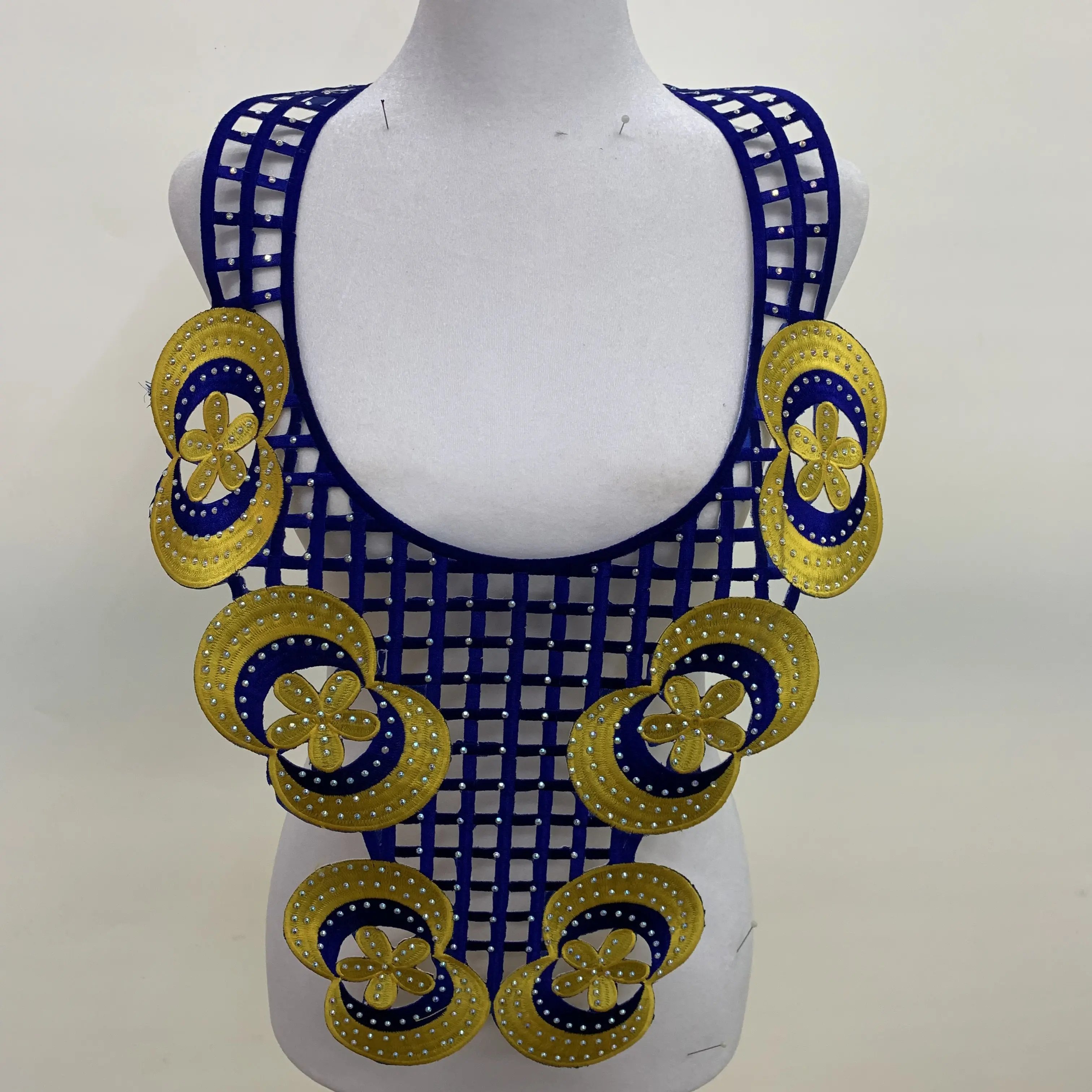 Vestido africano Handmade decote bordado patch engomar pano adesivos dashiki