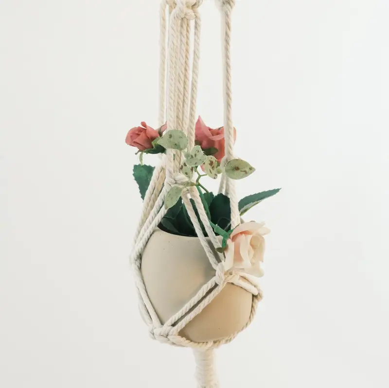 Colgadores decorativos para plantas de casa, macramé con maceta de cemento