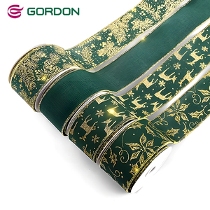 Ruban de Noël Gordon 4 pouces de large Ruban filaire de Noël vert sans couture Ruban de bord filaire en toile de jute <span class=keywords><strong>satin</strong></span>ée pour la décoration de l'arbre de Noël
