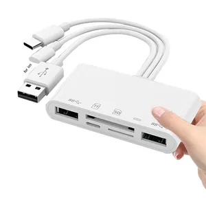 5合1通用读卡器SD/TF插槽USB3.0/Type-C/Ligting OTG相机适配器，用于Android/iPhone/iPad外部安装 - Product Image 5