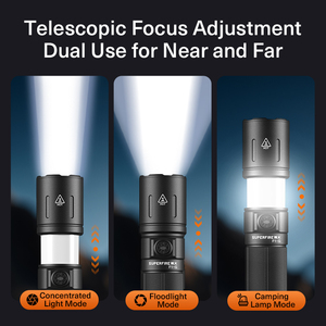 USB có thể sạc lại không thấm nước Led đèn pin 1100lm với điều chỉnh tập trung và mạnh mẽ 26650 Pin cho cắm trại - Product Image 3