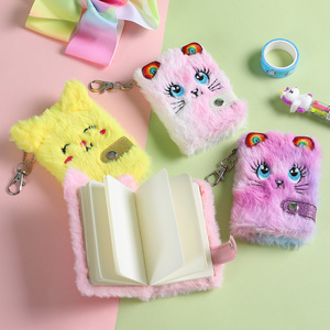 A7 Cute Cat Plüsch Notizbuch für Mädchen Kawaii Anhänger Schlüssel bund Furry Cats Notizbuch Daily Planner Journal Notizblock Briefpapier - Product Image 3