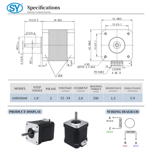 Nema 17 42 X42X48mm 2.0A 550mNm 4-Draht 500mm Kabel XHP4-Anschluss 12V Bipolarer Schrittmotor - Product Image 4