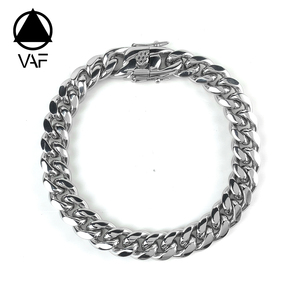 VAF10Mmチャンキーマイアミキューバリンクチェーンブレスレットステンレススチールスライバー4Mm6Mm8Mmブレスレット男性用